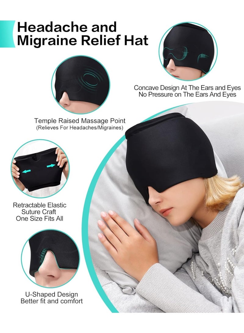 Headache Migraine Relief Hat - Hot & Cold Full Surrounding Migraine Relief Mask Ice Pack Cap, for Tension Sinus Headache, Fever, Stress Relief, Puffy Eye, Dark Circle, Sports Cold Compress - Image 5